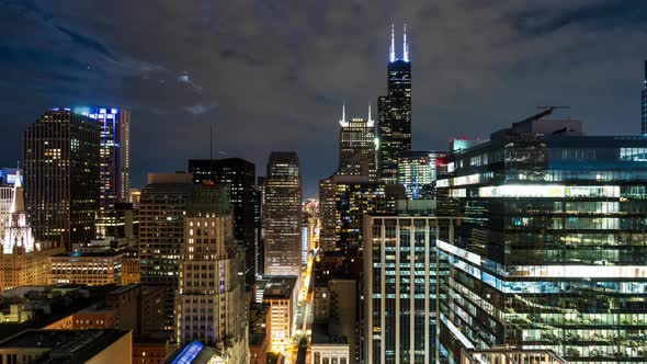 Chicago Cityscape - Nighttime Time Lapse alt