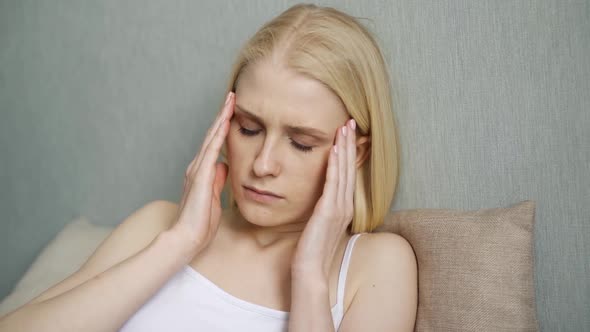 A Girl Headache a Woman Has Headache in Different Life Circumstances She Clearly Shows That She is alt