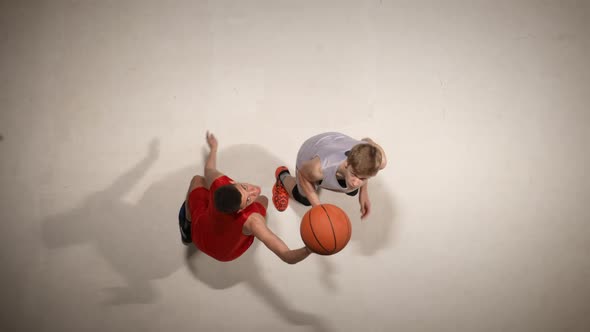 Top View of Throwin of the Ball Before the Start of the Game in Basketball Competition alt
