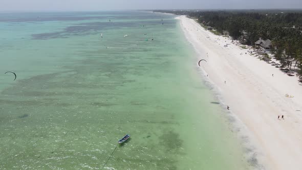 Zanzibar Tanzania  Kitesurfing Near the Shore Slow Motion alt