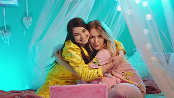 Good Looking Two Ladies in a Pajamas in a alt