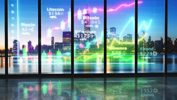 New York Futuristic Cryptocurrency Hologram alt
