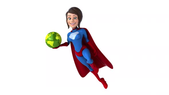 Fun 3D cartoon animation of a Super woman alt