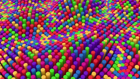 Abstract multicolored rainbow colorful background with cylinders alt