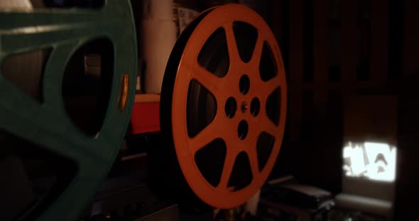 Film Projector Playing Old Vintage Movie