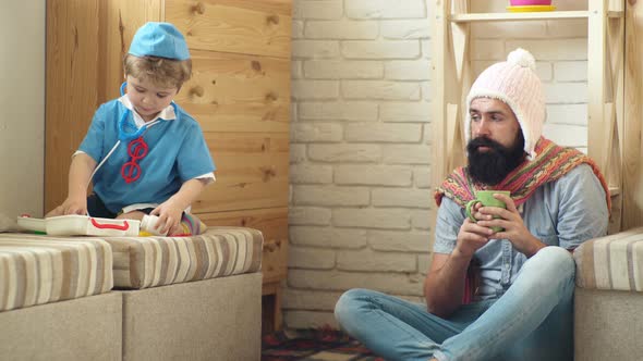 Family Doctor Son with Dad in Hospital alt