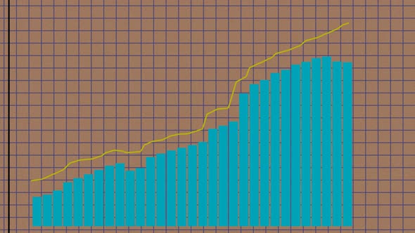 Stock price chart on the notebook page. Growth and decline dynamics. alt