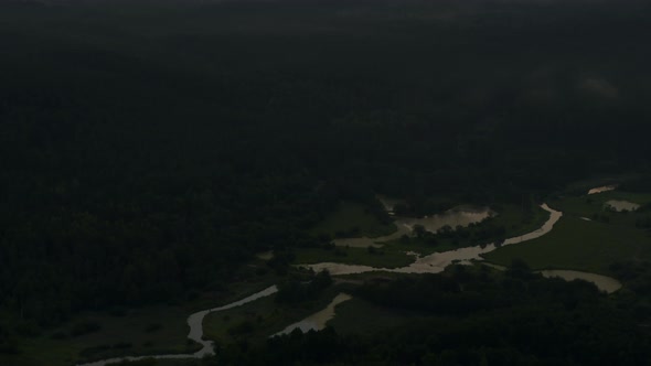 Aerial View of the River in the Forest