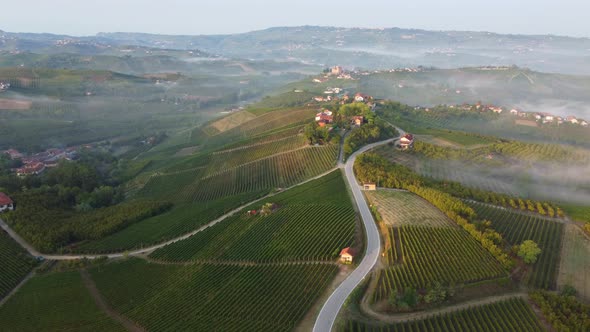 Grinzane Cavour in Langhe Vineyards, Piedmont Aerial View alt