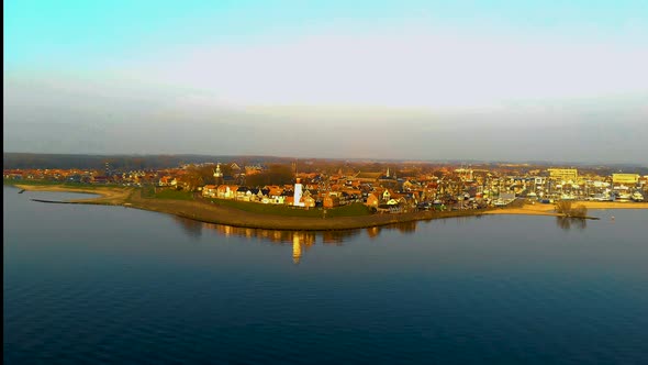 Urk Flevoland Netherlands a Sunny Day at the Old Village of Urk with Fishing Boats at the Harbor alt