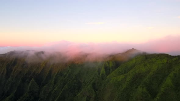 Epic Kauai cliffs on sunset clouds time-lapse