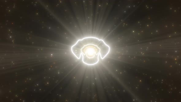 Puppy Dog Face Head Shape Outline Glow Neon Light Tunnel Hound Portal - 4K alt