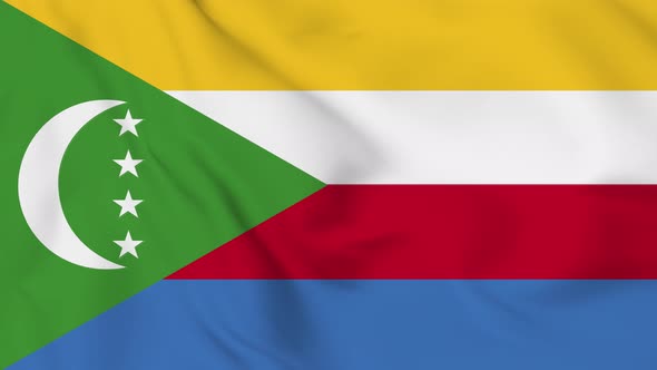 Comoros  flag seamless closeup waving animation. Vd 2047