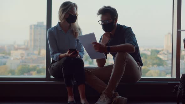 Teamwork Discussing Marketing Meeting. Coworkers Brainstorm In Corporate Online. Sales Manager. alt