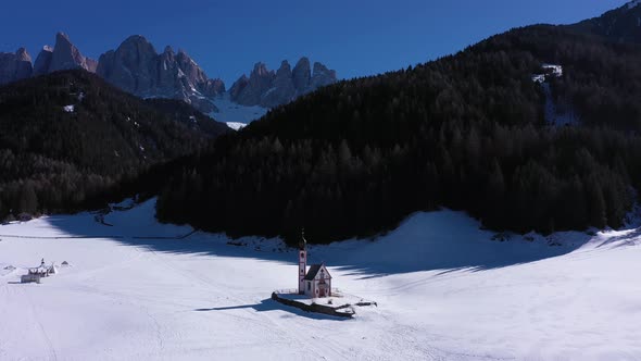 Church of Saint John and Dolomites in Winter alt