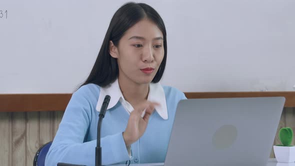 Teachers are teaching through laptops or broadcasting live in the classroom.