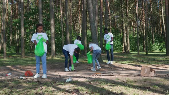 Ecoactivists and Volunteers Clean Up Garbage in the Forest Fight Against Plastic Pollution of Nature alt