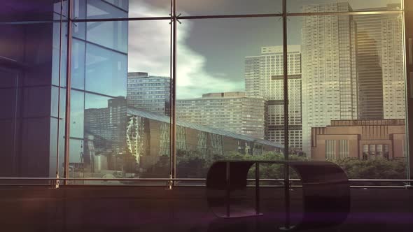 Empty Modern Office With Panoramic Windows HD alt