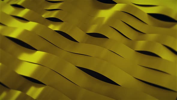 3d Striped Band Waves Yellow