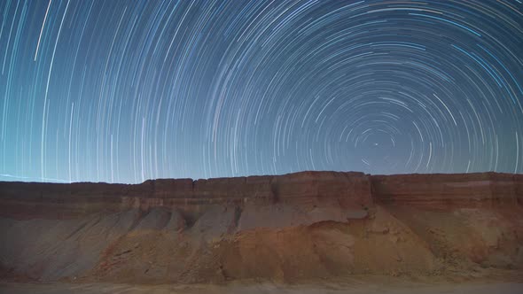 Video motion of night sky with circular star trails.