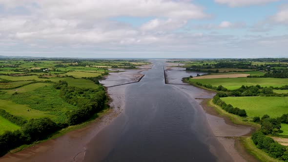 Aerial View of Ballina in County Mayo  Republic of Ireland alt