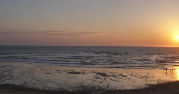 Sunset , beach of Messanges, Landes department, Nouvelle Aquitaine ...