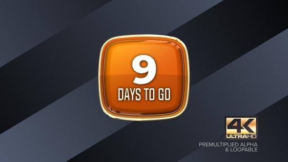9 Days To Go Countdown Animation 4K