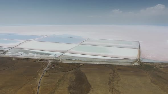 Aerial Salt Production Facilities and Saline Evaporation Pond Fields in the White Salty Lake alt