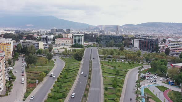 Aerial view of izmir with drone