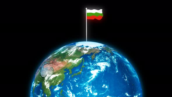 Bulgaria Flying Flag On The 3d Rotated Planet Earth alt