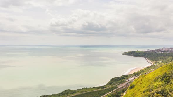 Time-lapse view of clouds over English Channel from cliffs of Dover alt