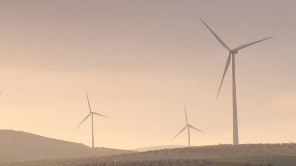 Wind Turbines at Sunset, Andalusia Spain