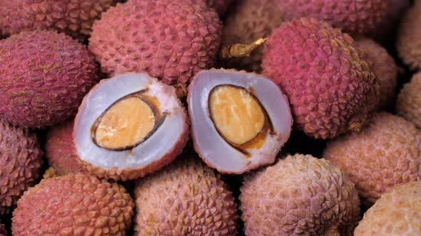 Fresh ripe lychee tropical fruit as background