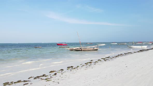 Boats in the Ocean Near the Coast of Zanzibar Tanzania alt