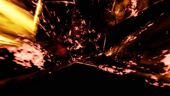 Abstract endless loop sci-fi fire tunnel. Seamless Loop Motion Background Animation.