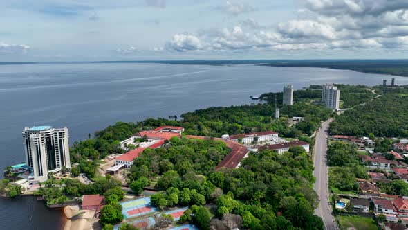 Famous Ponta Negra Beach at downtown Manaus Amazonas Brazil. alt