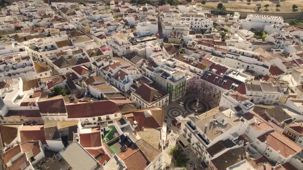 Charming city of Lagos , Algarve, Portugal. Downtown square and buildings. Aerial view alt