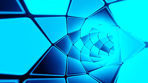 Hypnotic Endless Tunnel, 3D Blue Sci-Fi VJ Loop Motion Graphics