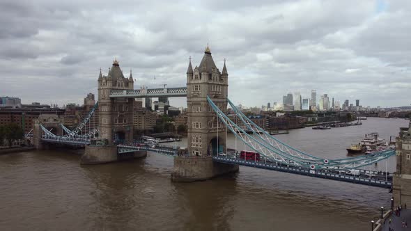 Drone View of Tower Bridge in London in August