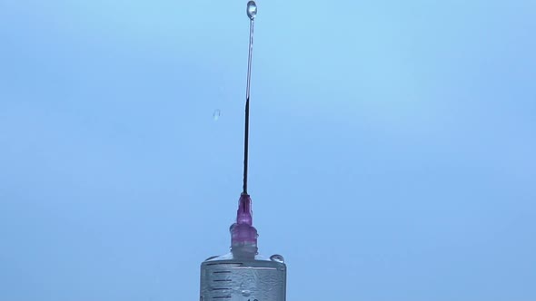 Closeup Shot of Liquid Jet Pulsing From Injector Needle, Problems With Urination alt