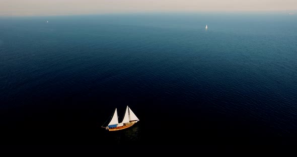 Aerial View of the Palinuro Sailing Ship at Sea