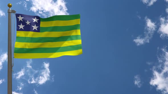 Goias Flag (Brazil) On Flagpole alt