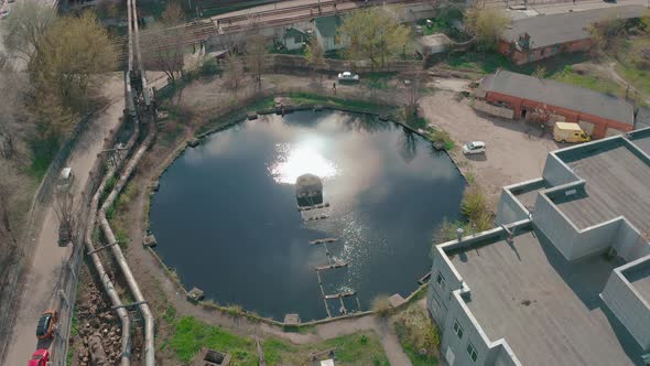 a Round Reservoir at the Heat Power Station