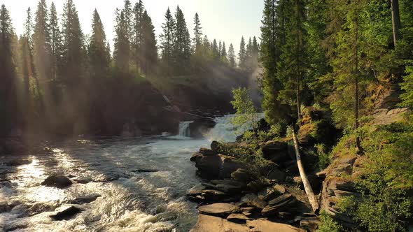 Ristafallet Waterfall in the Western Part of Jamtland alt