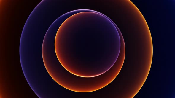 Abstract Minimalist Graphic Orange and Purple Gradient Light Rings and Circle Showcase Template Back