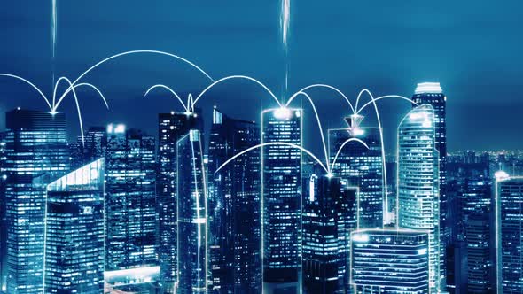 Smart Digital City and Globalization Abstract Graphic Showing Connection Network alt