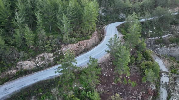 The car drives along the river aerial view 4 K alt