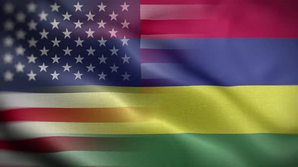 USA Mauritius Flag Loop Background 4K