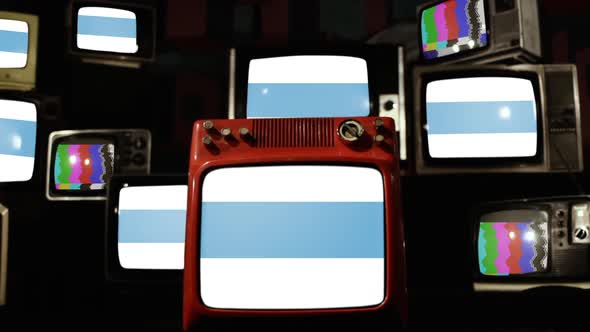 Flag of Tucuman province, Argentina, and Retro TVs. alt