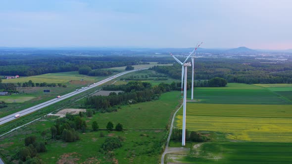 Wind Turbine On A Highway